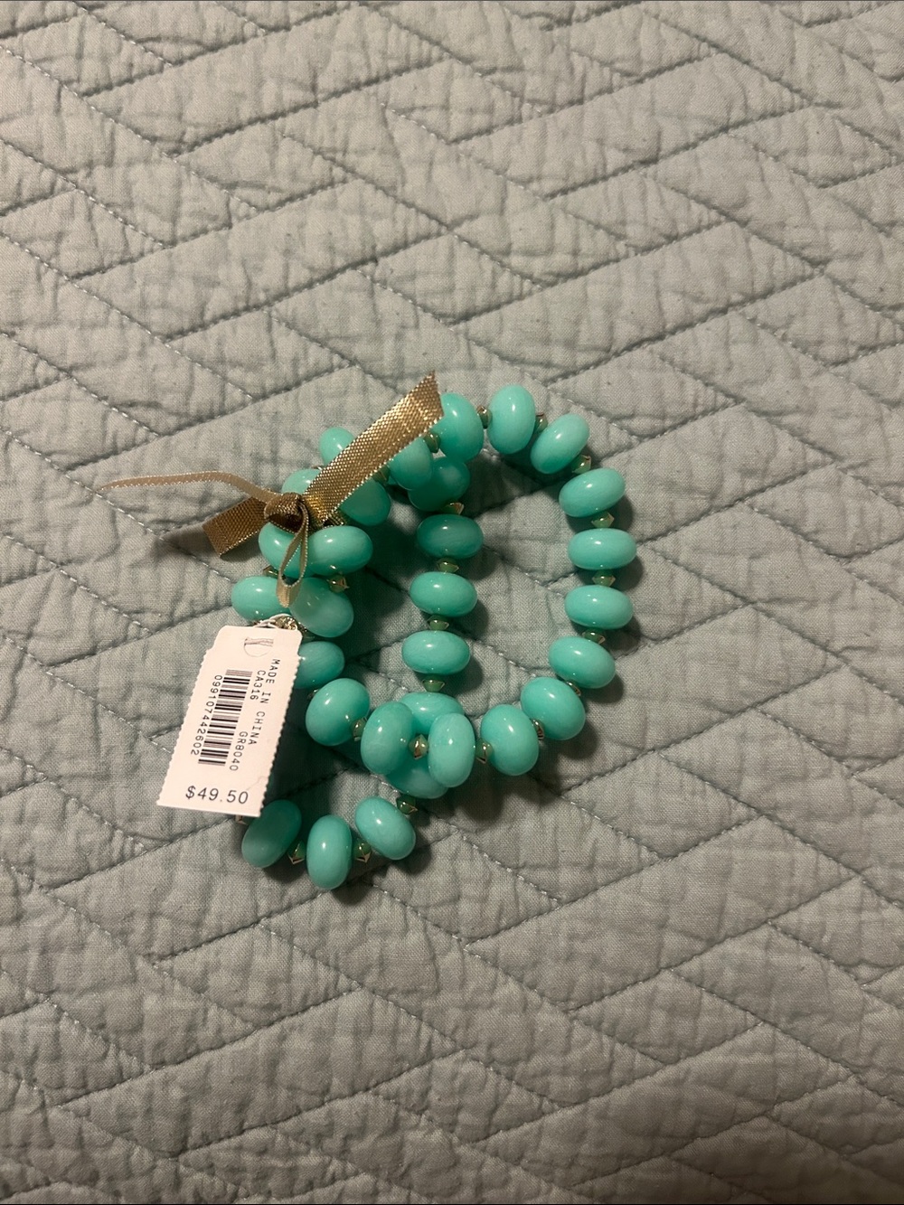 I.crew Aqua Beaded Stretch Bracelet Set
